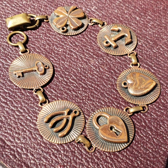 Vintage Jewelry - Vintage Copper Good Luck Bracelet